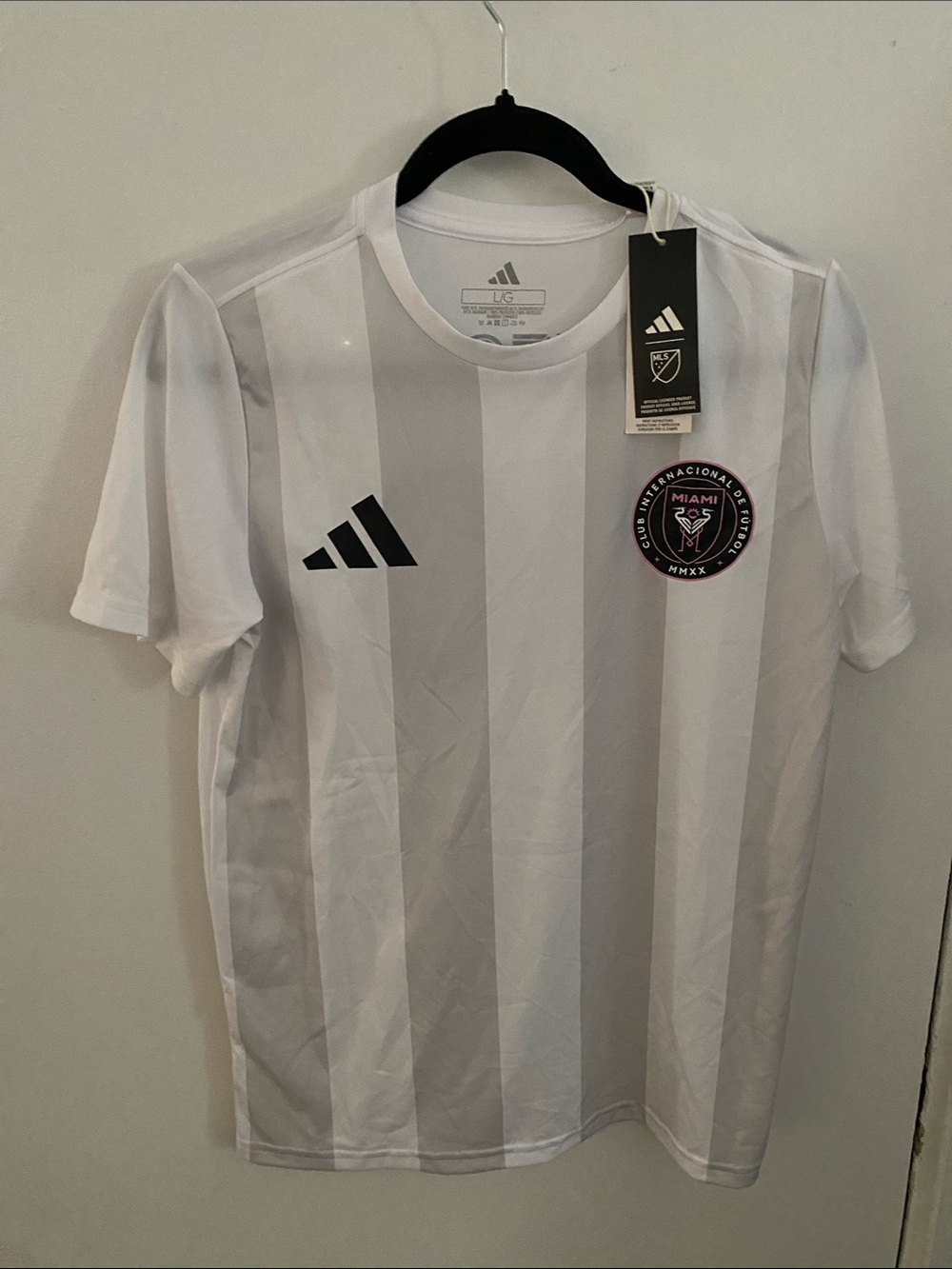 Inter Miami adidas White & Light Gray Inter Miami Striped Jersey Black Accents